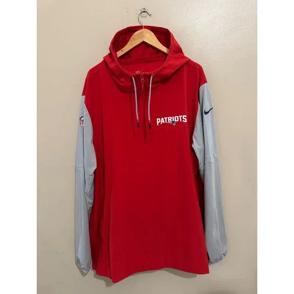 Nike NFL New England Patriots Team Issue PE Sideline 1/2 Zip Hoodie Jacket 2XL